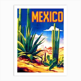 Mexico, Cactuses In The Desert Art Print