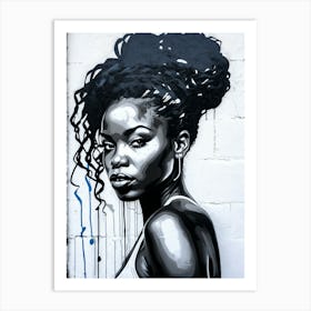 Graffiti Mural Of Beautiful Black Woman 119 Art Print