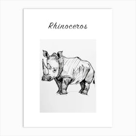 B&W Rhinoceros Poster Art Print