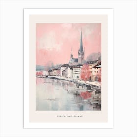 Dreamy Winter Painting Poster Zurich Switzerland 1 Art Print