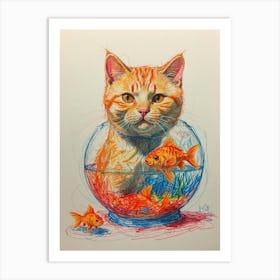 Cat In Fish Bowl 1 Art Print