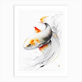 Hikari Utsurimono Koi Fish Minimal Line Drawing Art Print