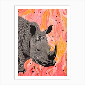Polka Dot Rhino In The River 2 Art Print