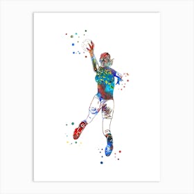 Handball Player Girl Hits The Ball 4 Art Print