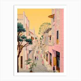 Limassol Cyprus 1 Vintage Pink Travel Illustration Art Print