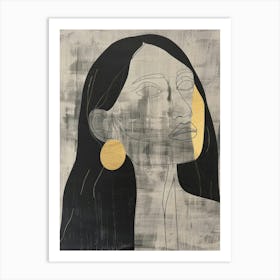 Woman With Gold Earrings 1 Art Print