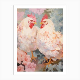 Pink Ethereal Bird Painting Chicken 4 Art Print