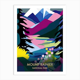 Mount Rainier National Park Travel Poster Matisse Style 1 Art Print