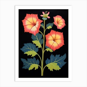 Hollyhock 4 Hilma Af Klint Inspired Flower Illustration Art Print