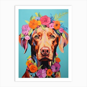 Labrador Retriever Portrait With A Flower Crown, Matisse Painting Style 4 Art Print