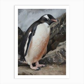 Adlie Penguin Stewart Island Ulva Island Oil Painting 4 Art Print