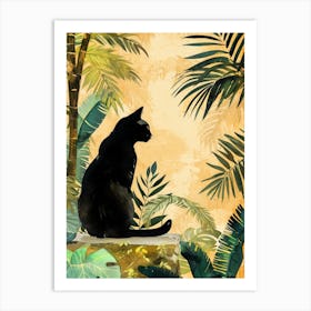 Black Cat In The Jungle animal Cat's life Art Print