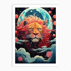 Lion In The Moonlight Art Print