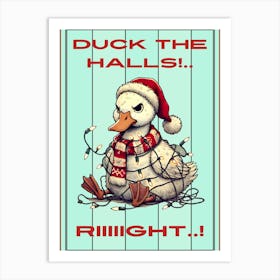 Christmas Duck in Lights Art Print