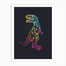 Neon Miniamlist Dinosaur Art Print