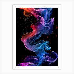 Colorful Smoke On Black Background Art Print