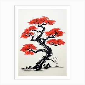 Bonsai Tree 2 Retro Poster Art Print