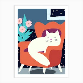 Cat in the chair Art Print
