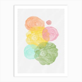 Vibrant Abstract Ink Roses – Fluid Modern Art in Pastel Colors Art Print