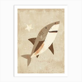 Cute Storybook Style Shark Muted Pastels 5 Art Print