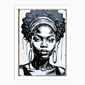 Vintage Graffiti Mural Of Beautiful Black Woman 140 Art Print