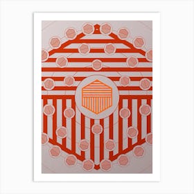 Geometric Abstract Glyph Circle Array in Tomato Red n.0152 Art Print