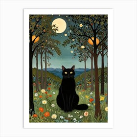 William Morris Black Cat In The Forest 1 Art Print