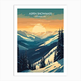 Poster Of Aspen Snowmass   Colorado, Usa, Ski Resort Illustration 1 Art Print