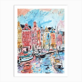 Amsterdam, Dreamy Storybook Illustration 1 Art Print