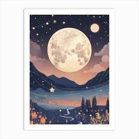 Moon And Stars 6 Art Print