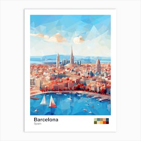 Barcelona, Spain, Geometric Illustration 2 Poster Art Print