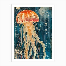 Jellyfish Retro Collage 1 Art Print