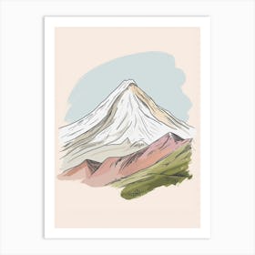 Pico De Orizaba Mexico Color Line Drawing (8) Art Print