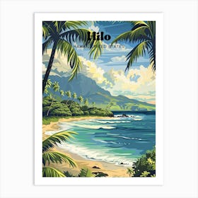 Hilo Hawaii Island Art Illustration Poster