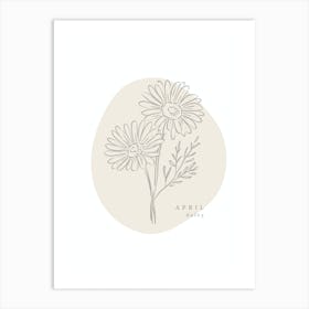 April Daisy  Birth Flower | Neutral Florals Art Print