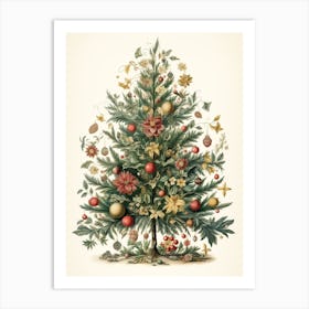 William Morris Style Christmas Tree 4 Art Print