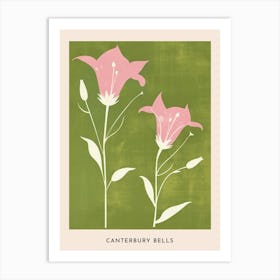 Pink & Green Canterbury Bells 3 Flower Poster Art Print