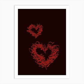 Red Heart On Black Background Art Print