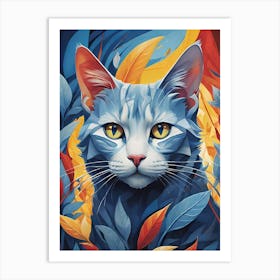 Cat In Fire Art Print