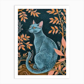 Russian Blue Cat Japanese Illustration 3 Art Print