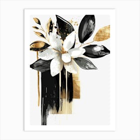 Black And Gold Floral Painting 4 Art Print