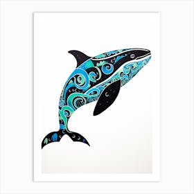 Orca Whale Aqua Pattern 1 Art Print