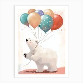 Polar Bear Holding Balloons Storybook Illustration 1 Art Print