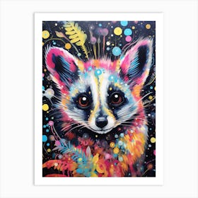  A Nocturnal Possum Vibrant Paint Splash 3 Art Print
