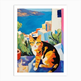 Painting Of A Cat In Crete Greece 2 Art Print