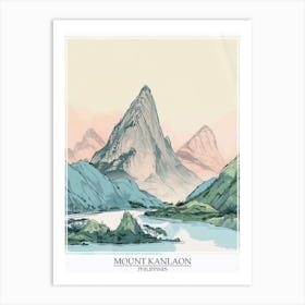 Mount Kanlaon Philippines Color Line Drawing 4 Poster Art Print