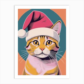 Ginger Santa Cat Art Print