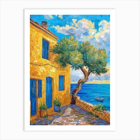 Yellow House On The Beach Art Print