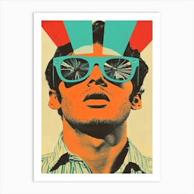 Man With Sunglasses Collage Art Print