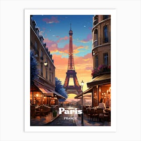 Paris France Eiffel Tower Travel Art Illustration Art Print